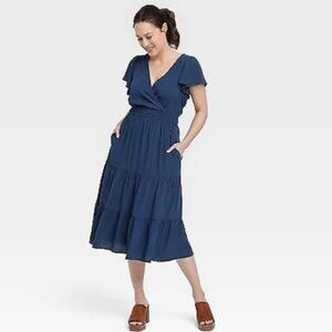 Knox Rose - flutter short sleeve a line tiered dress XXL